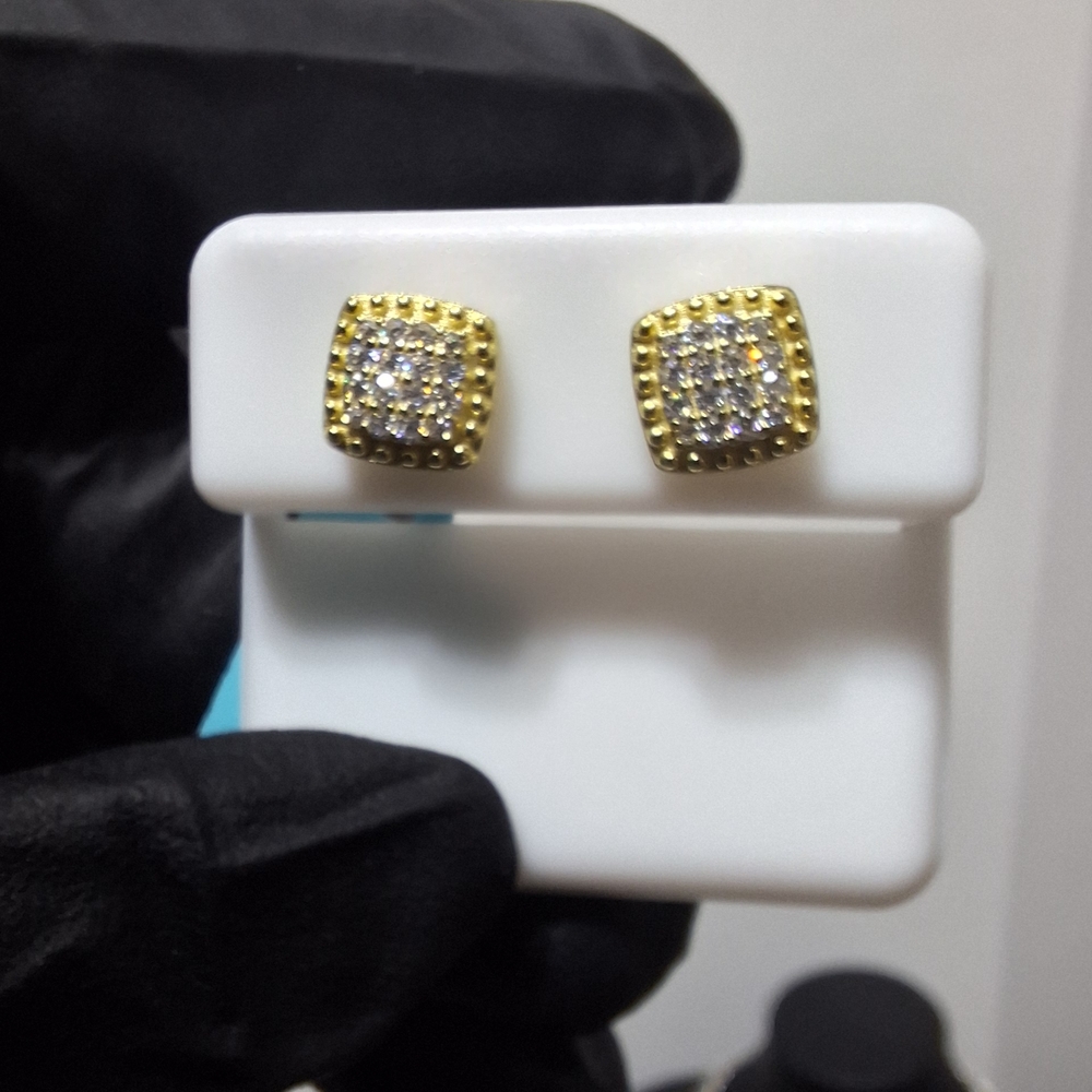 Gold Over 925 Silver Moissanite Stud Earrings